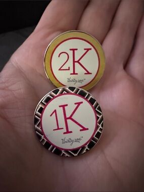 thirty-one Pink and Gold 1K & 2K Achievement Pins